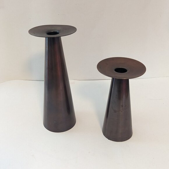 Vintage PartyLite Pillar Bronze Metal Wrapped Candle Holders Boho Industrial - Picture 2 of 8